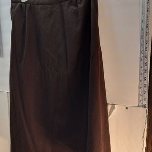 Pan-her Vintage Lined 100% Wool Brown 11 Side Pockets Back Zipper Straight Skirt